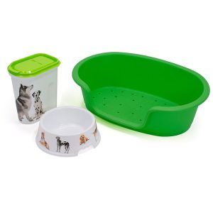Conjunto para animais de estimação Berço, jarras e comedouros para cães 50Cm-2L-1,6L