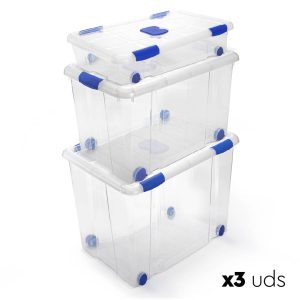 Set 3 Caja New Box Nº 7-11-12/30L-61L-90L. Transparente